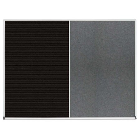 United Visual Products Triple Door Radius Corkboard, 72"x36", Sat, UV7005RC-SATIN-COBACC UV7005RC-SATIN-COBACC